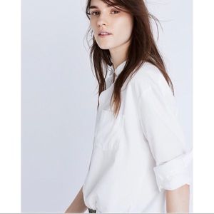 Madewell Drapey Oversized Boyshirt in Pure White